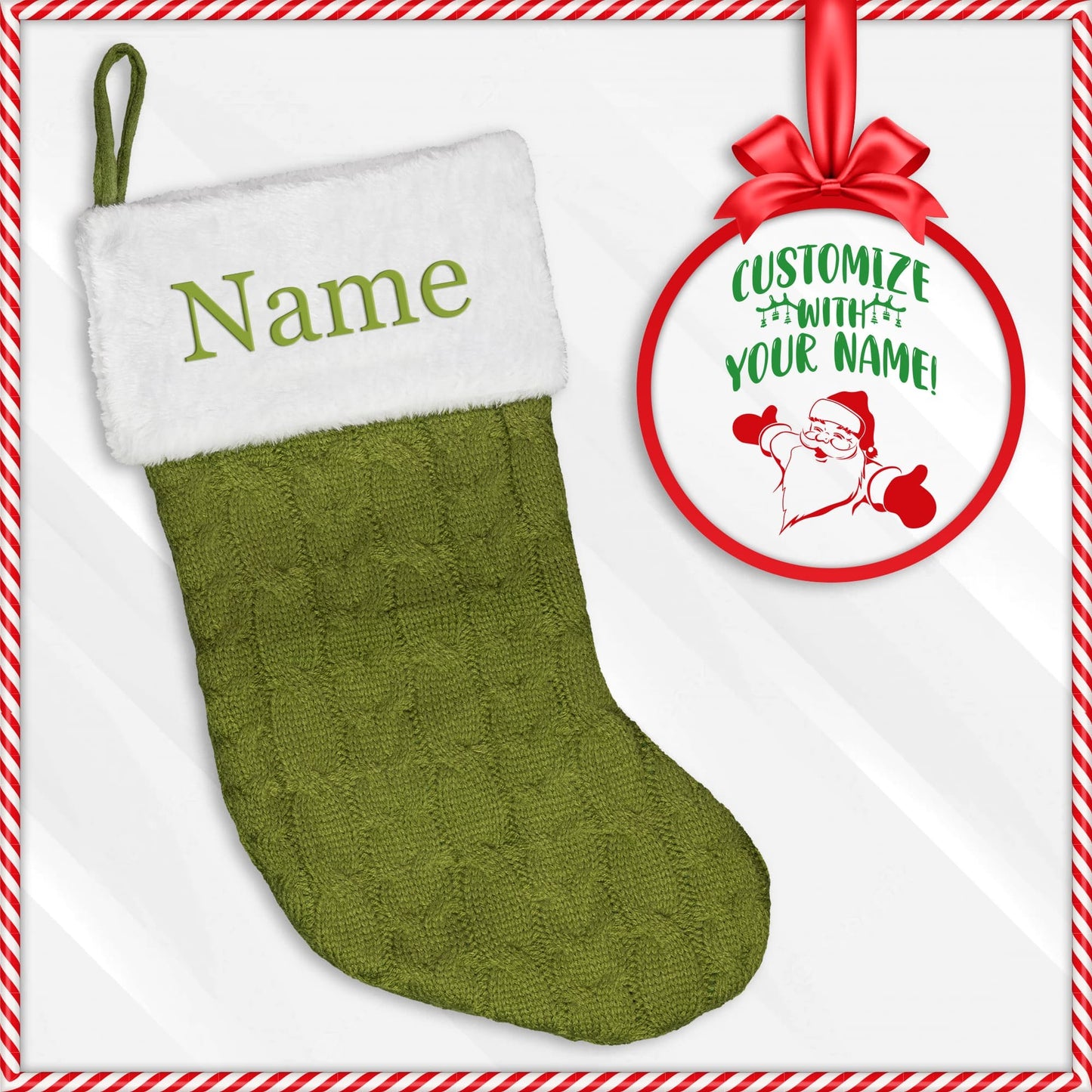 Personalized Christmas Stocking, Embroided Cable Knit Christmas Stocking with Fur Cuff, Custom Christmas Decor, Family Christmas Stockings, Pet Christmas Stocking with Hanging Loop