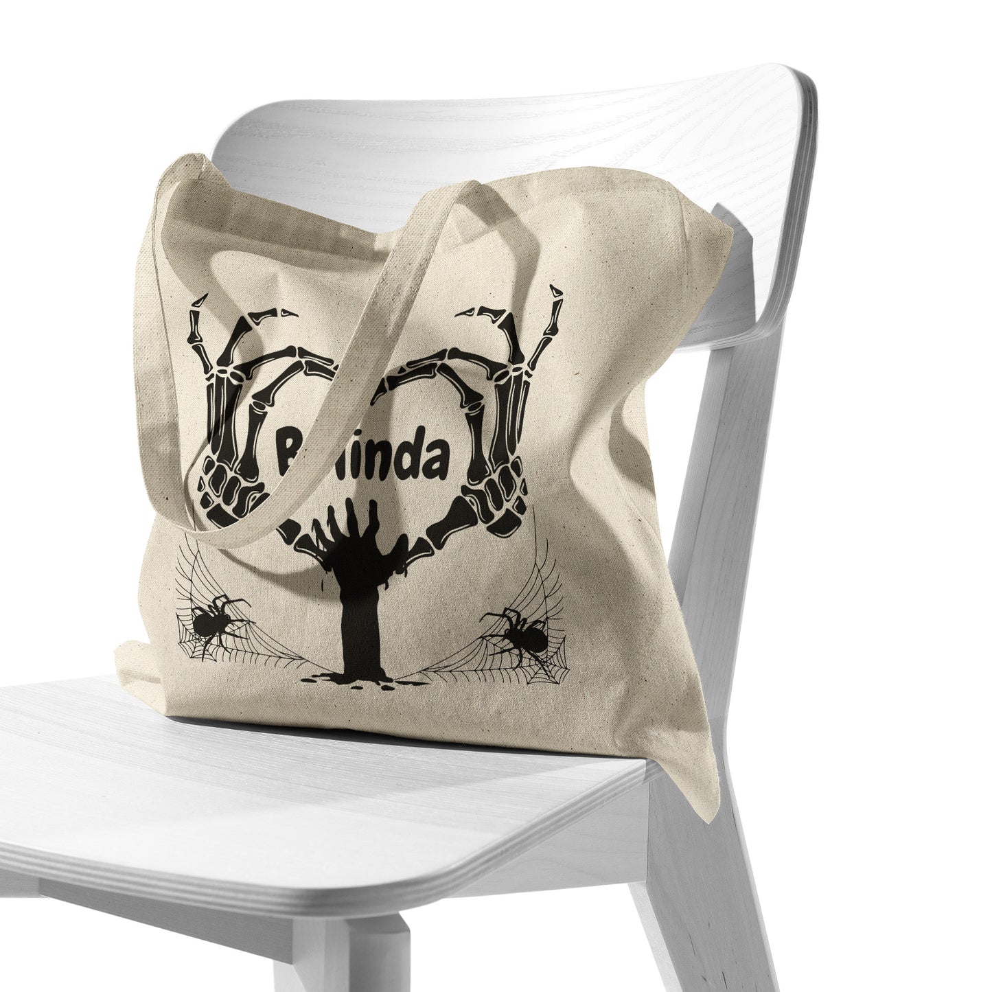 Personalized Halloween Treat Bag, Halloween Recycled Tote Bag, Halloween Party Candy Bag, Skeleton Bag, Zombie Bag, Spider Web Tote Bag, Murder Mystery Gift Bags, Gift for Goth Teen, Eco Friendly Custom Trick or Treat Bag