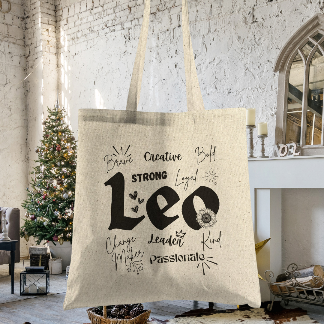 Leo Tote Bag, Leo Zodiac Recycled Carry Bag, Leo Star Sign Beach Bag, Astrology Gift for Leo, Birthday Gift for Leo, Leo Gift Ideas