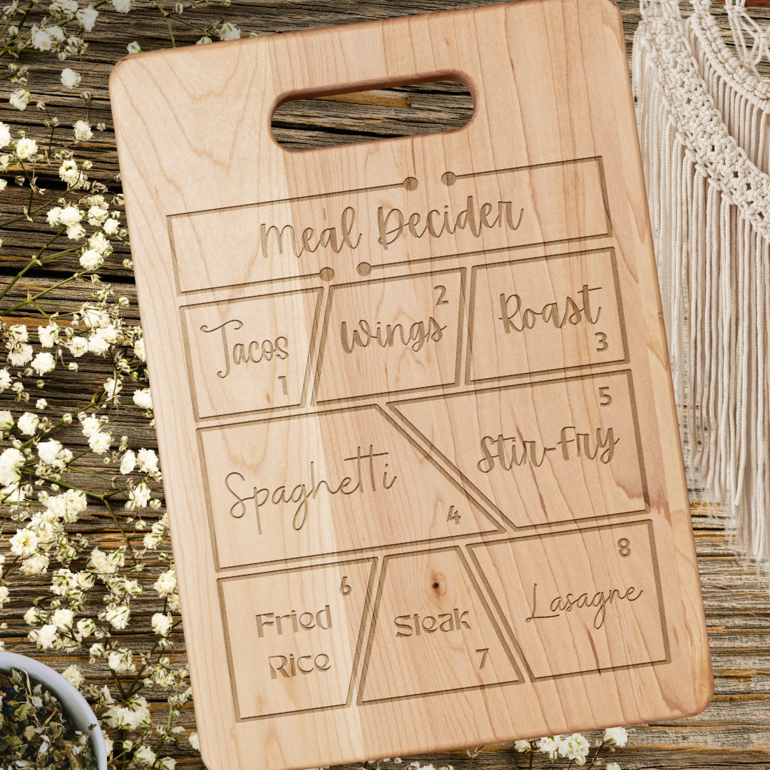 Cute Kitchen Decor, House-warming Gift, Meal Decider Cutting Board, Gift for Cook, Gift for Mother's Day, Wedding Gift