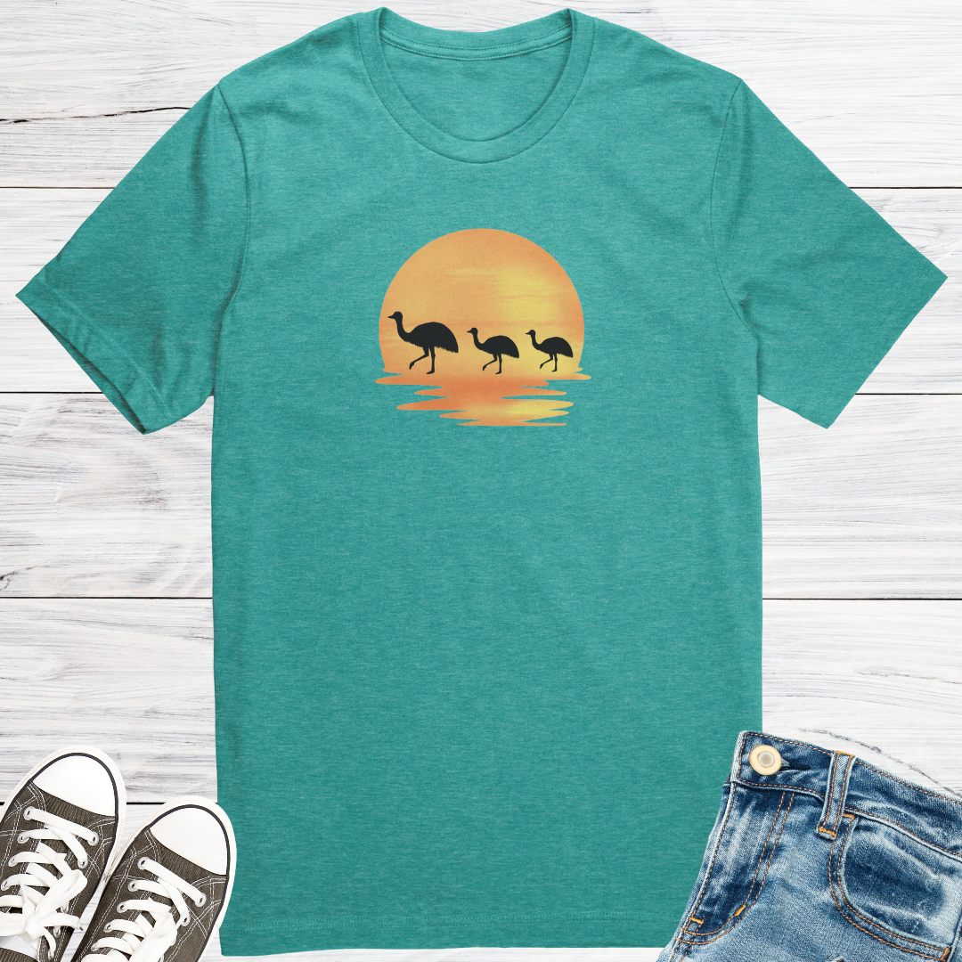 Australian Outback Shirt, Emu Lover Shirt, Cute Animal Tshirt, Sunset Desert Tee, Wildlife Apparel, Gift for Traveller