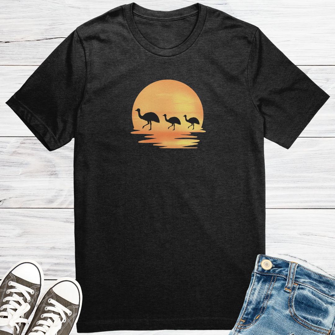 Australian Outback Shirt, Emu Lover Shirt, Cute Animal Tshirt, Sunset Desert Tee, Wildlife Apparel, Gift for Traveller