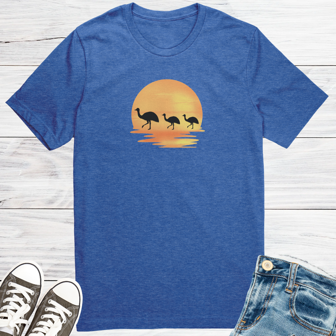 Australian Outback Shirt, Emu Lover Shirt, Cute Animal Tshirt, Sunset Desert Tee, Wildlife Apparel, Gift for Traveller