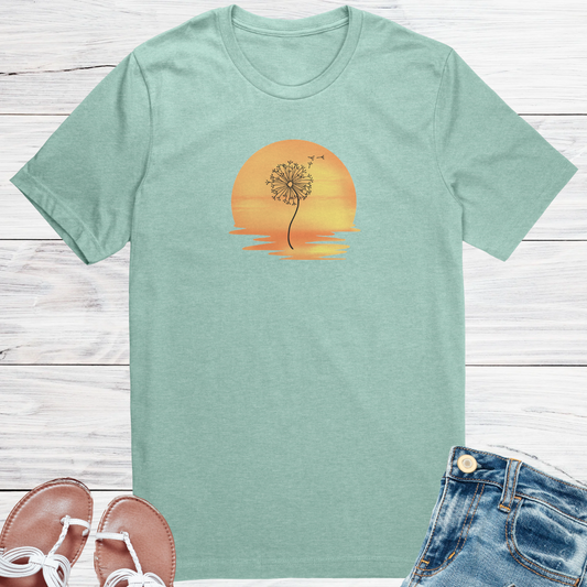 Dandelion Shirt, Sunset Tee, Summer Tshirt, Wildflowers Shirt, Spring Collection, Nature Lover Gift, Birthday Gift for her