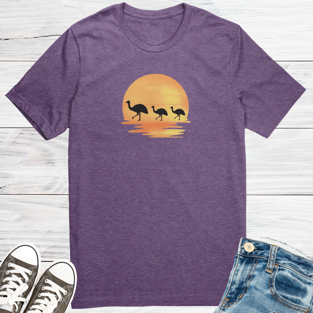 Australian Outback Shirt, Emu Lover Shirt, Cute Animal Tshirt, Sunset Desert Tee, Wildlife Apparel, Gift for Traveller