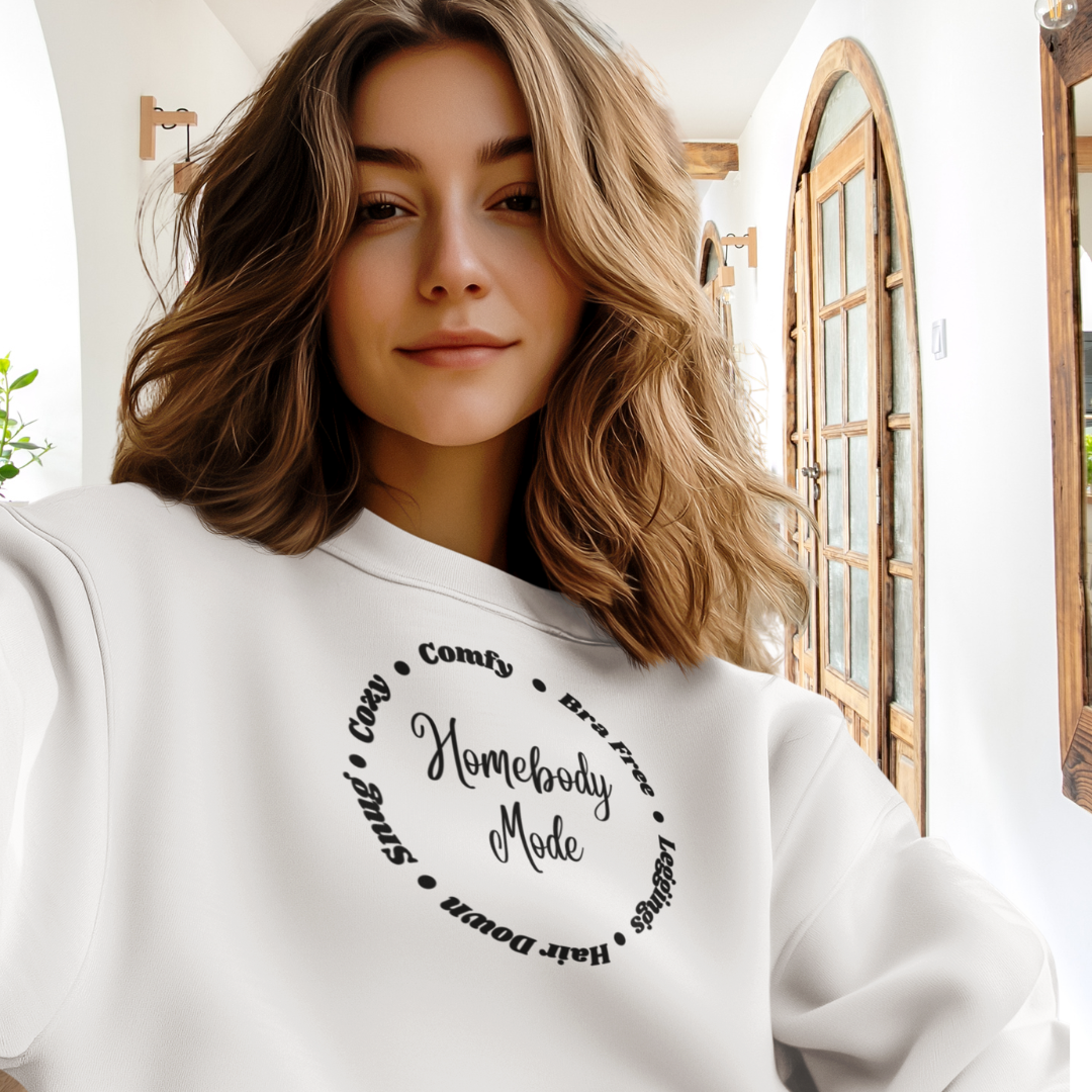 Cozy Homebody Mode Sweatshirt, Comfy Mode Sweater, Women's Oversized Sweatshirt, Funny Winter Sweatshirt, Fall Sweater, Gift for Her