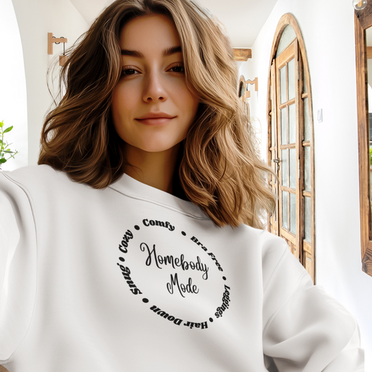 Cozy Homebody Mode Sweatshirt, Comfy Mode Sweater, Women's Oversized Sweatshirt, Funny Winter Sweatshirt, Fall Sweater, Gift for Her