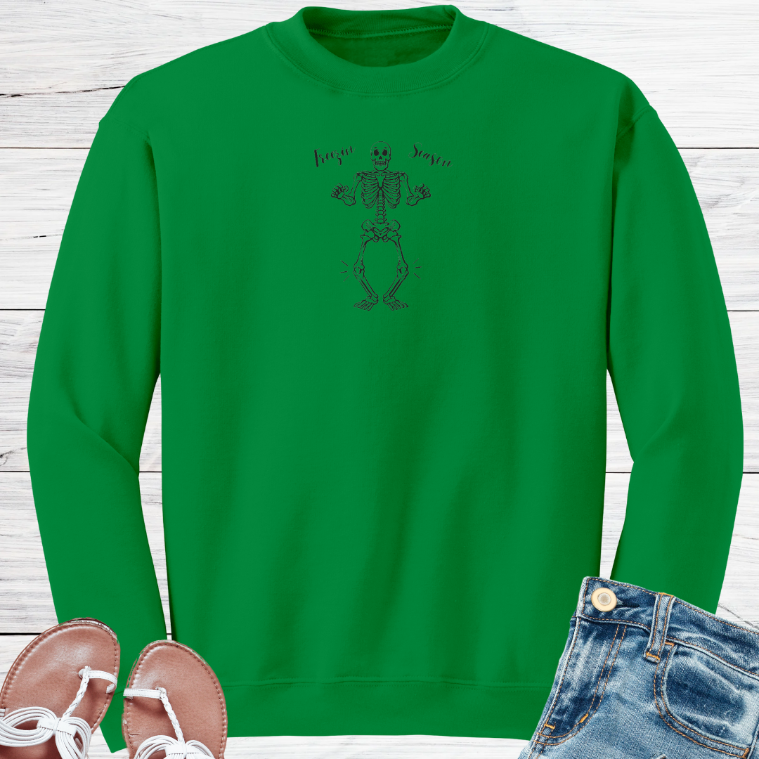 Winter Sweatshirt, Funny Freezin Season Sweater, Cozy Fall Skeleton Sweatshirt, Cold Winter Sweater, Gift for Friend