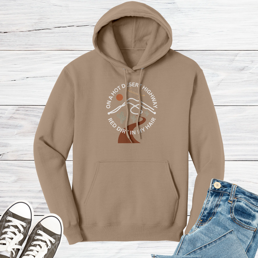 Desert Highway Hoodie, Road Trip Hooded Sweatshirt, Travel Hoodie, Camp Hoodie, Gift for Adventurer