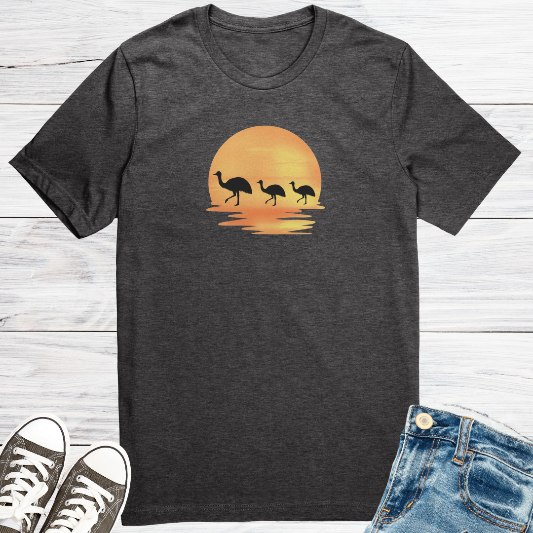 Australian Outback Shirt, Emu Lover Shirt, Cute Animal Tshirt, Sunset Desert Tee, Wildlife Apparel, Gift for Traveller