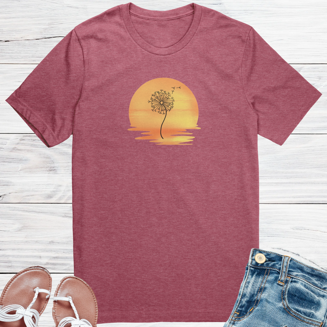 Dandelion Shirt, Sunset Tee, Summer Tshirt, Wildflowers Shirt, Spring Collection, Nature Lover Gift, Birthday Gift for her