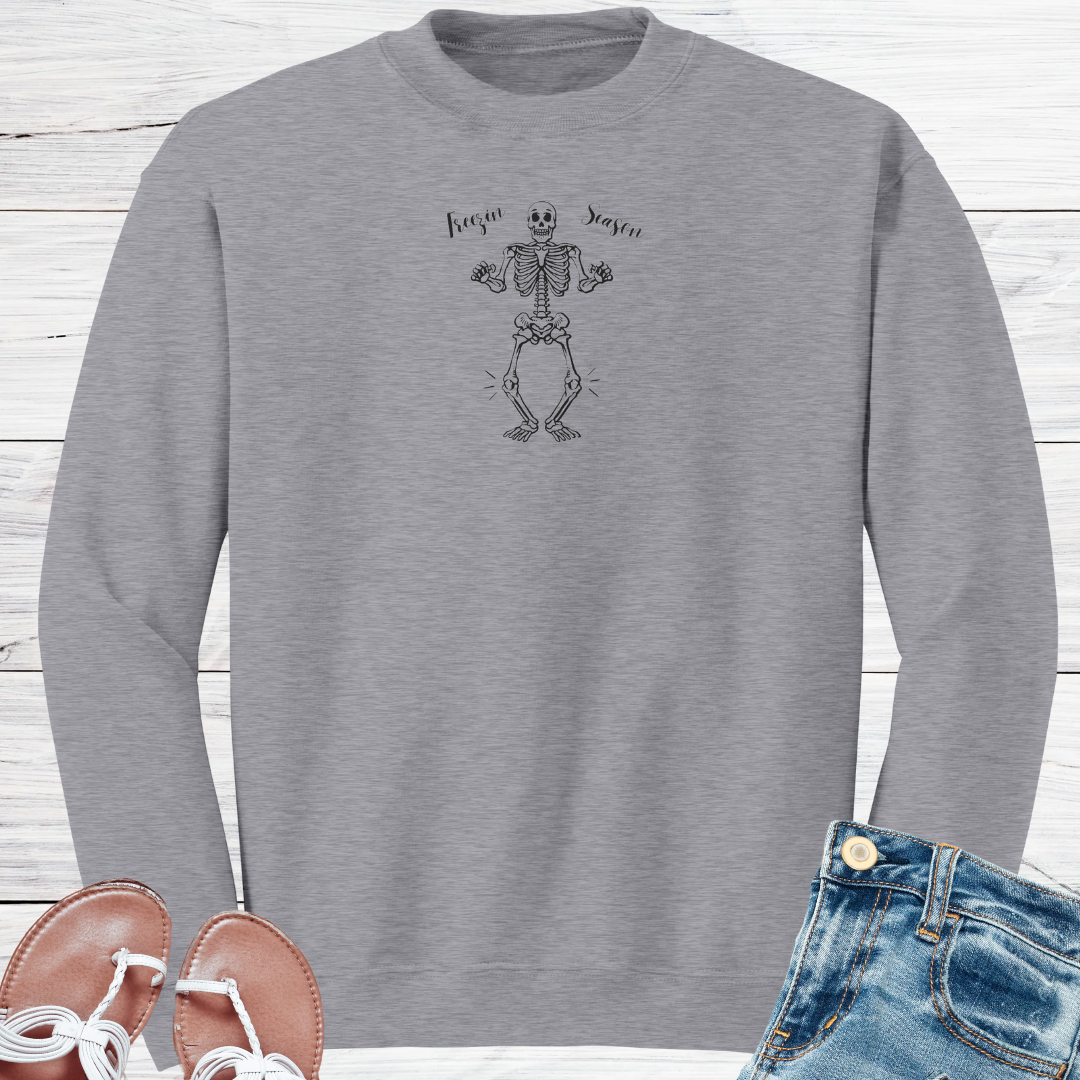 Winter Sweatshirt, Funny Freezin Season Sweater, Cozy Fall Skeleton Sweatshirt, Cold Winter Sweater, Gift for Friend